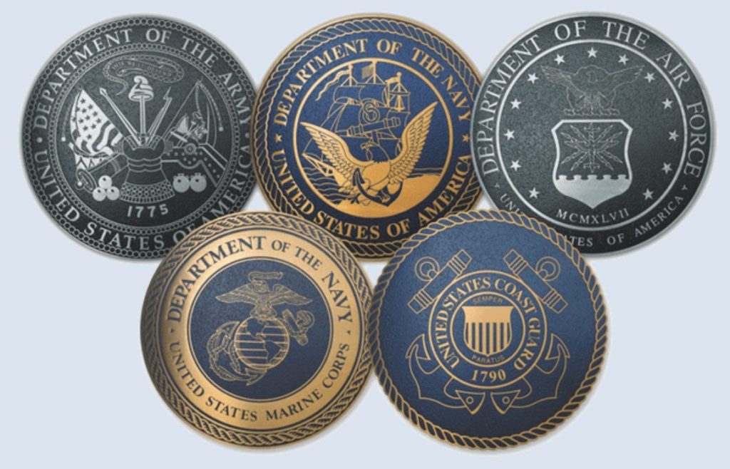 Army, Navy, Air Force, Marines & Coast Guard Logos / badges - Ryan Family Law